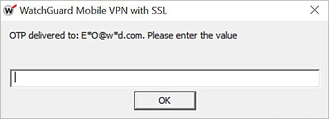 Screen shot of WatchGuard Mobile VPN with SSL One-Time Password dialog box